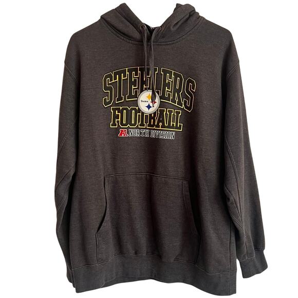NFL Team Apparel STEELERS Football Hoodie Size L Gray NFL Graphic Sweatshirt - Picture 1 of 10